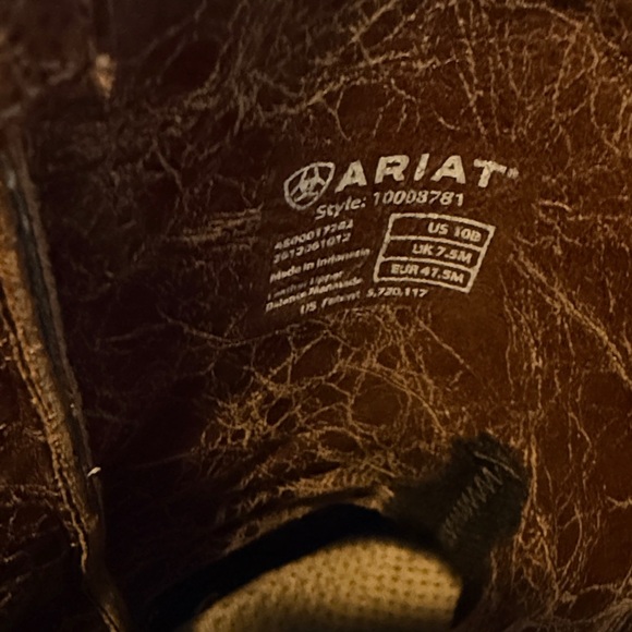 Ariat Rich Brown Leather Square Toe Cowboy Boots 9” height size 10 - Picture 5 of 6